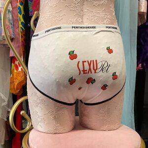Y2K VTG Penthouse Cherry Print Stretchy Underwear Soft Panties Size M White